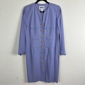 Lois Snyder Dani Max Purple Lilac Lavender Vintage Dress- Gold Buttons- Size 8